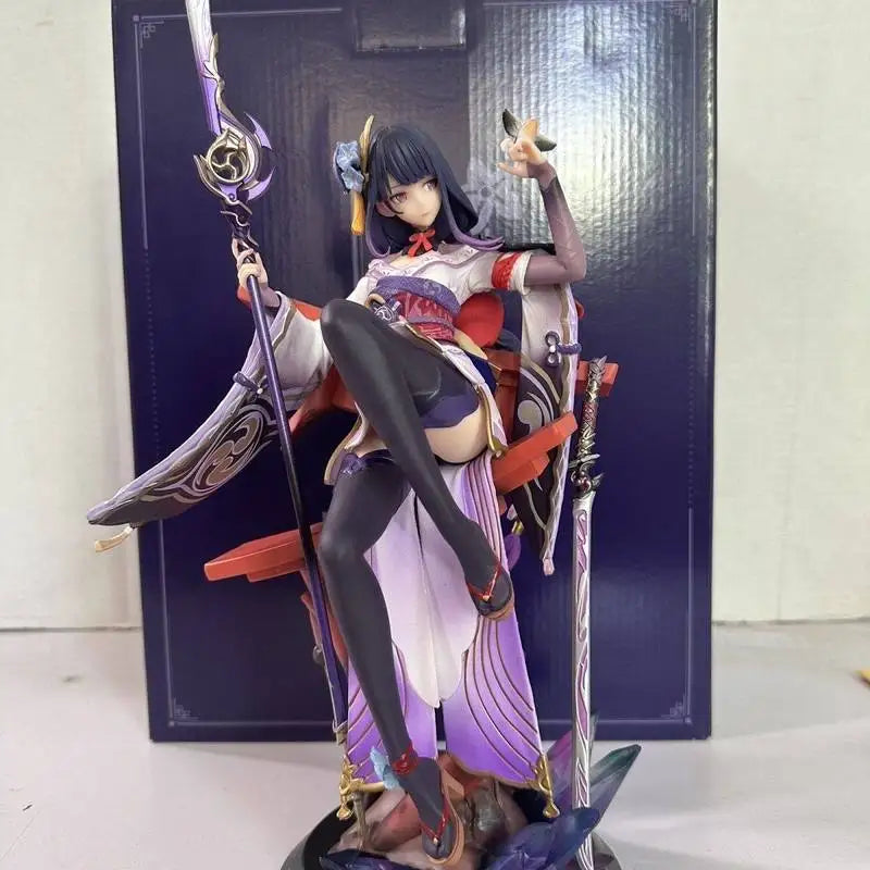 35cm Genshin Impact Figure Raiden Shogun Sitting Position Anime Collectible Model Desktop Decorations Holiday Gifts Kids Toys