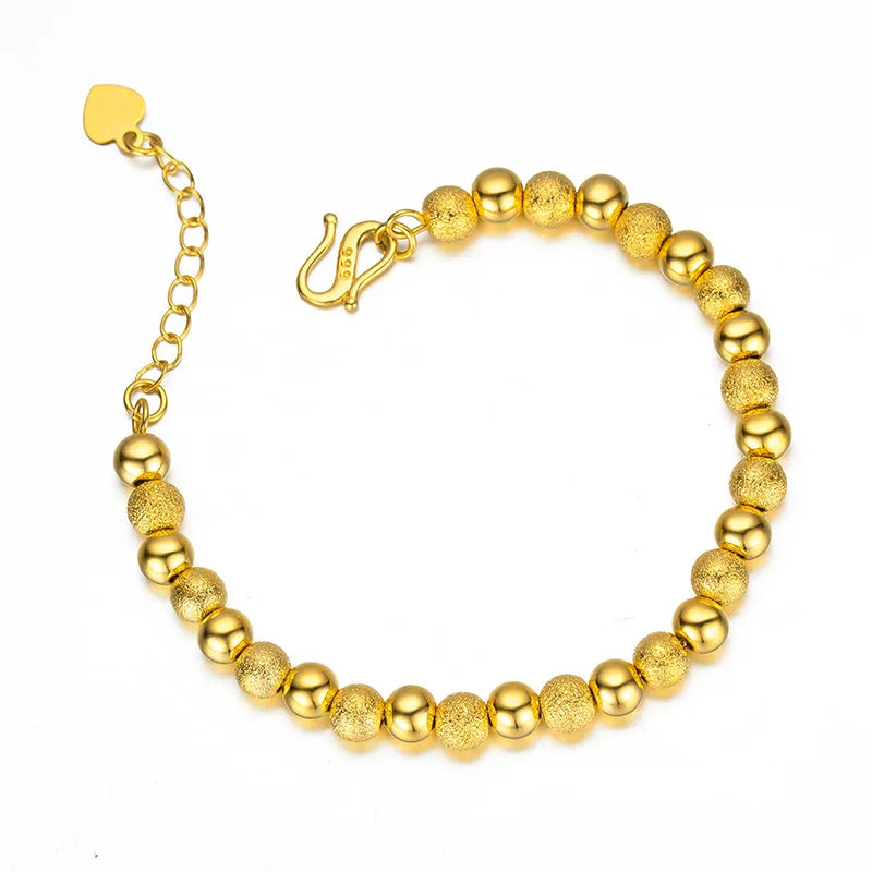 Echtes 18 Karat Gold, 6 mm, runde Perlenkette, reine, verstellbare, klassische Hochzeitskette für Frauen, edles Schmuckgeschenk