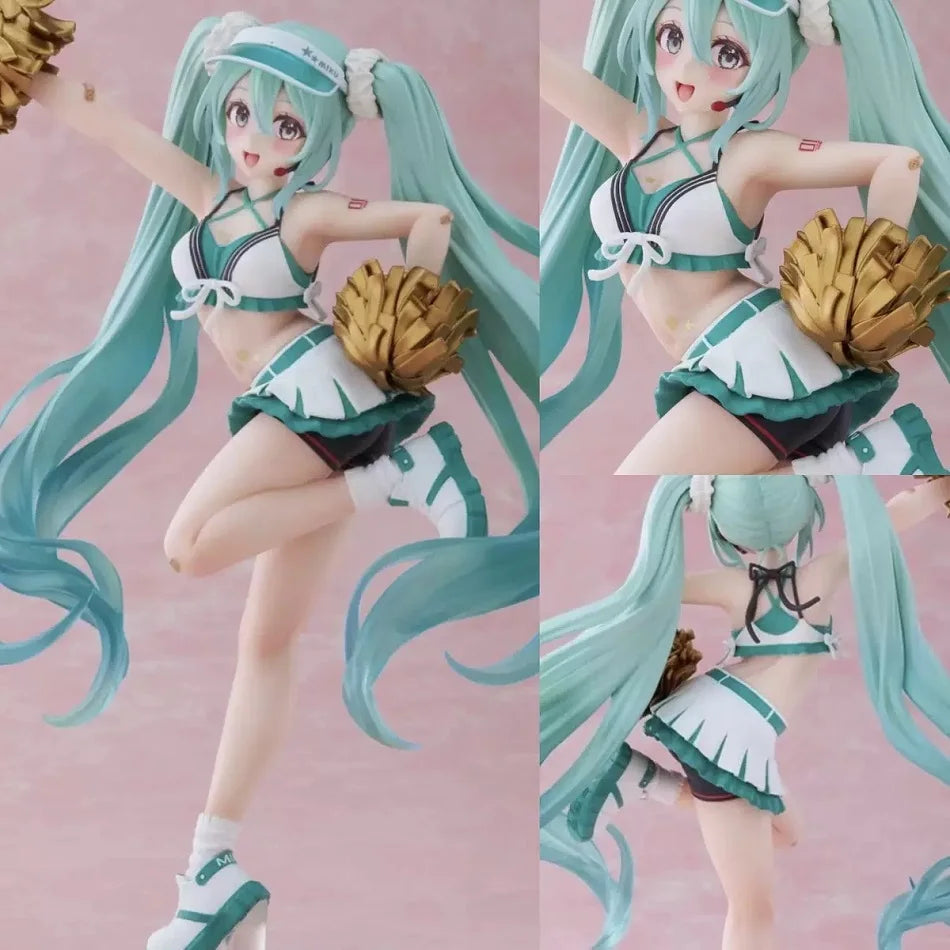 Hot 18cm Fashion Hatsune Miku Anime Figure Cheerleader Hatsune Miku Action Figures Kawaii Girl Figurine PVC Collection Model Toy