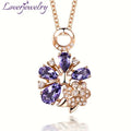 LOVERJEWELRY Дамски бижута Аметист Висулка Винтидж Плътно 18K Розово Злато Естествен Аметист Висулка За Момиче Парти Бижута Подарък