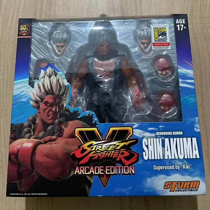 Original Storm Toys 1/12 SHIN AKUMA Street Fighter White Hair SDCC Limited Version Full Set 6" Action Figure Toy