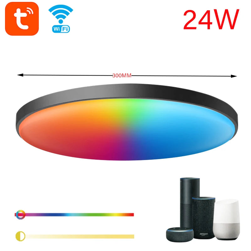 Tuya WIFI Control 24W IP44 Waterproof Bathroom Lights Fitting Smart Life Light Dimmable with Remote Control Ceiling Light