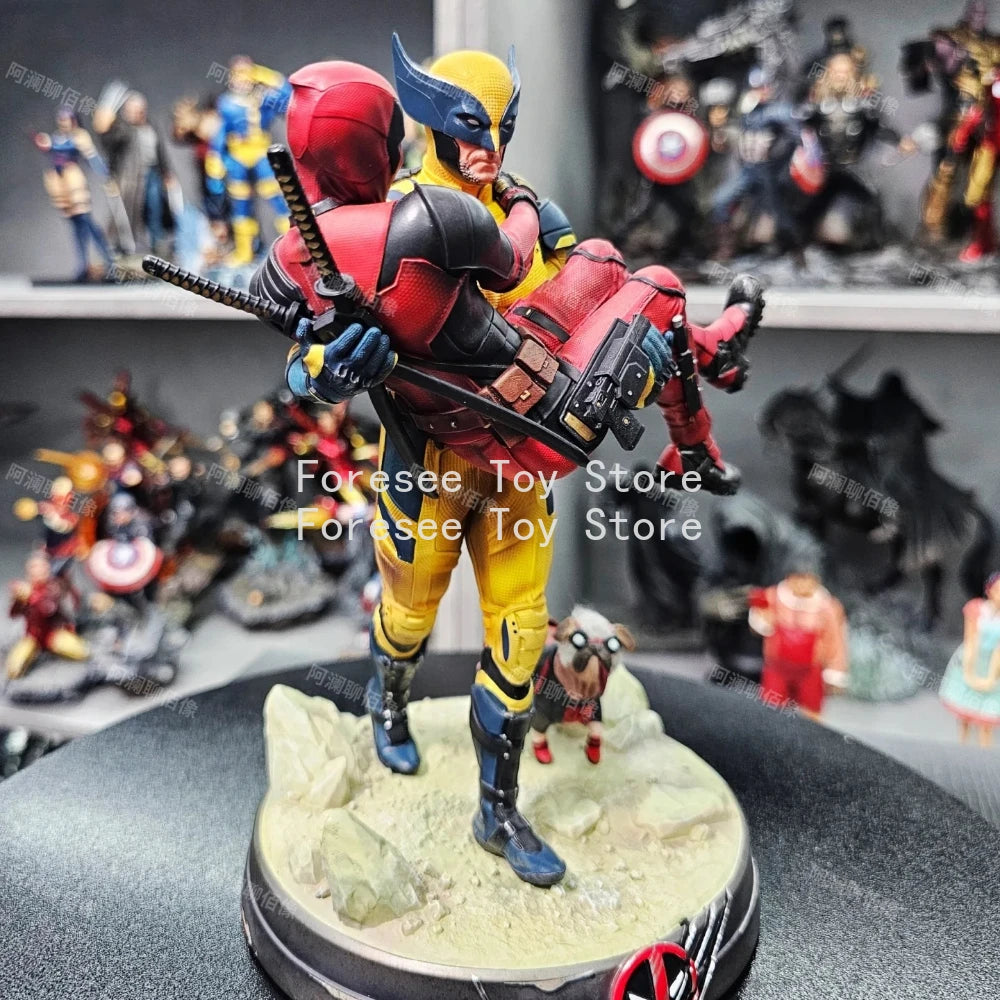 Wolverine Deadpool Anime Figure 1/4 Marvel Cuddle Collection Model Comics Figure Resin Desktop Ornament Gifts Children Toys