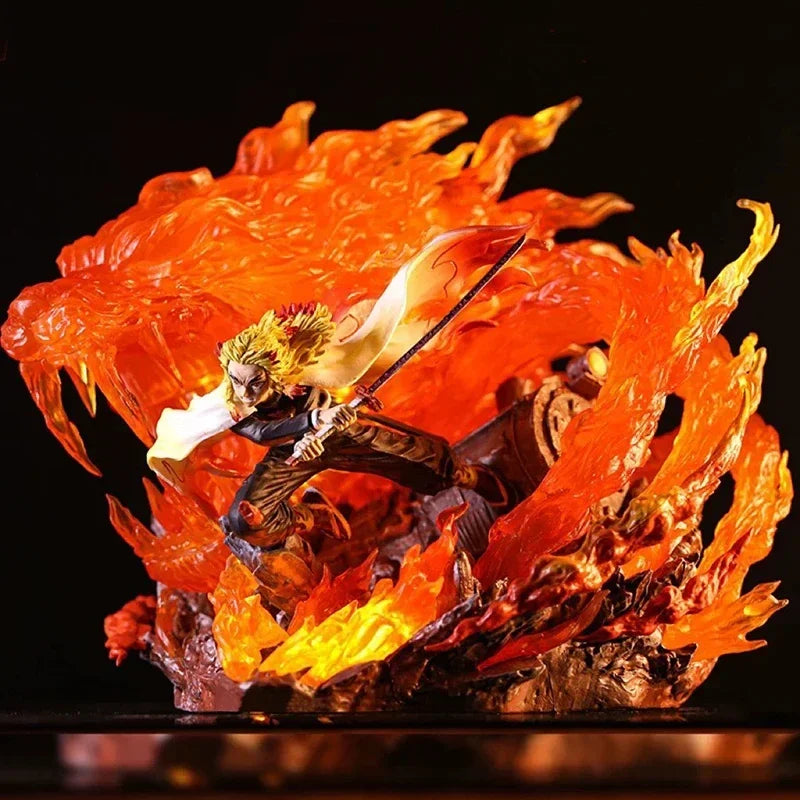 Demon Slayer Rengoku Kyoujurou Luminous Action Figure Fantasy 27cm PVC Anime Figurine Model Luminous Statue Collection Toys Gift