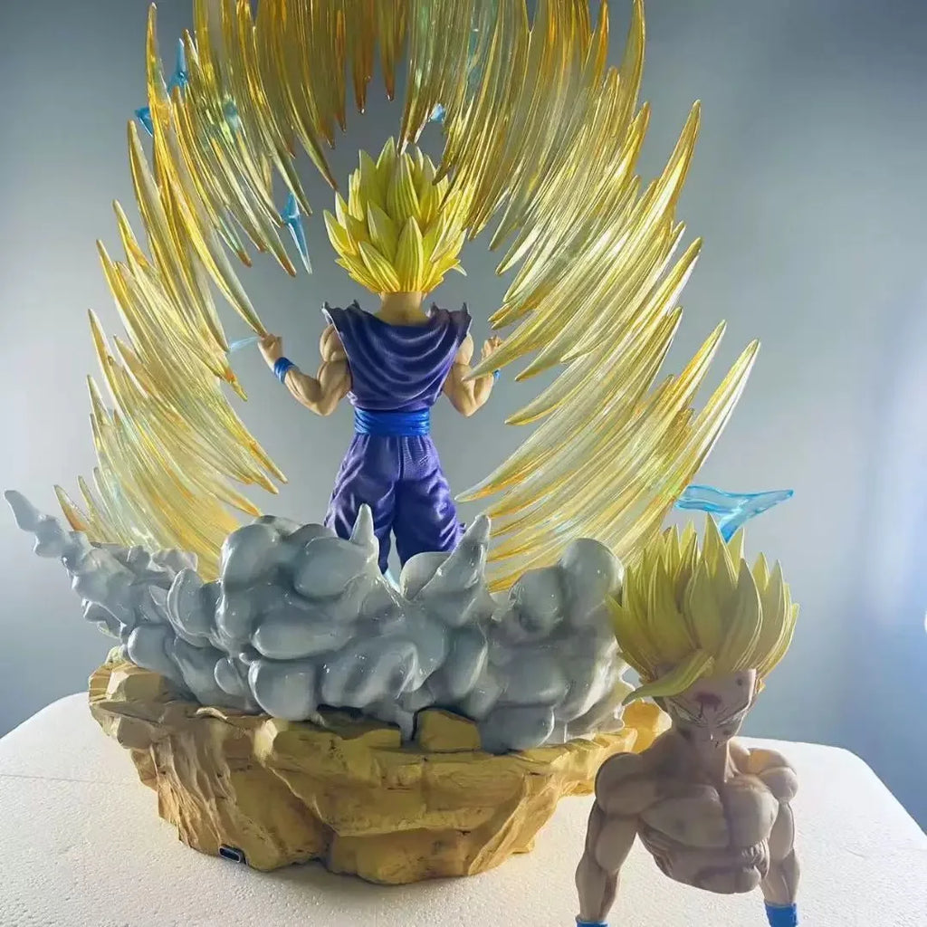 Dragon Ball Son Gohan Anime Figuren Super Saiyajin 2 Figur Leuchtende Statue Austauschbarer Kopf Handmodell Fans Geburtstagsgeschenke Spielzeug