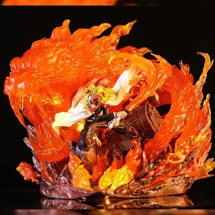 Hot Demon Slayer Rengoku Kyoujurou Fire Pillar Anime Figure Model Statue Boys Collection Desktop Decoration Ornament Toys Gifts