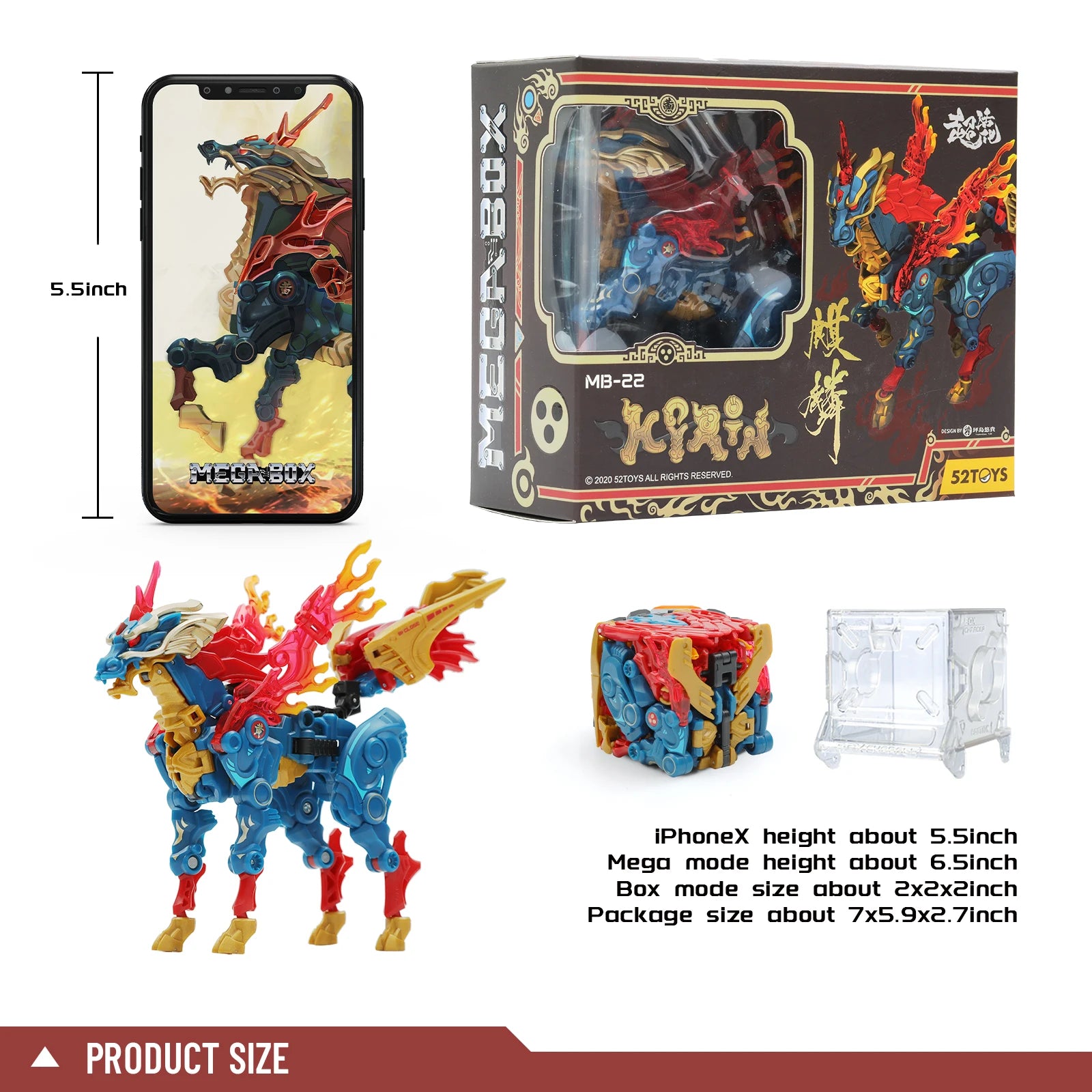 52TOYS MegaBox Kirin Deformation Toys Action Figure, Anime Character Transforming Collectible Converting Toys