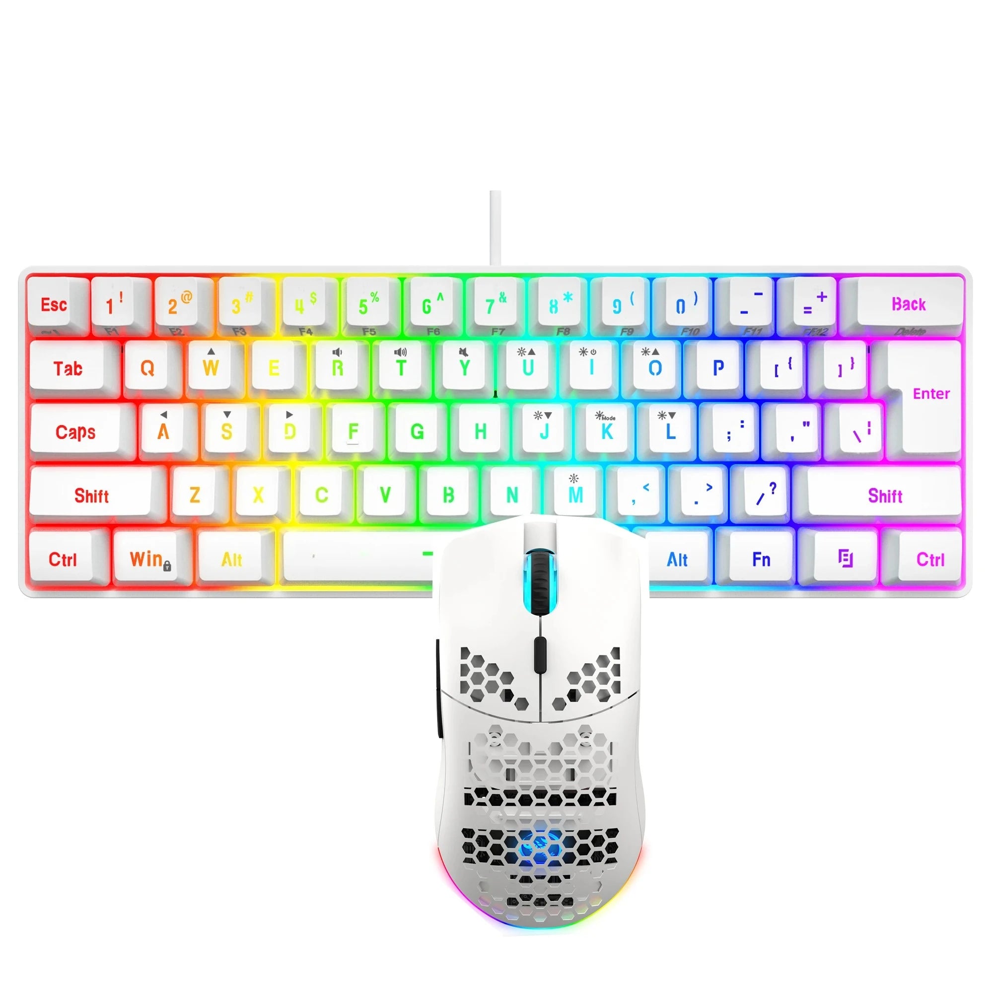 Hot sale 60% mini portable gaming keyboard and mouse combos wired keyboard ergonomic RGB backlit wireless mouse for laptop game