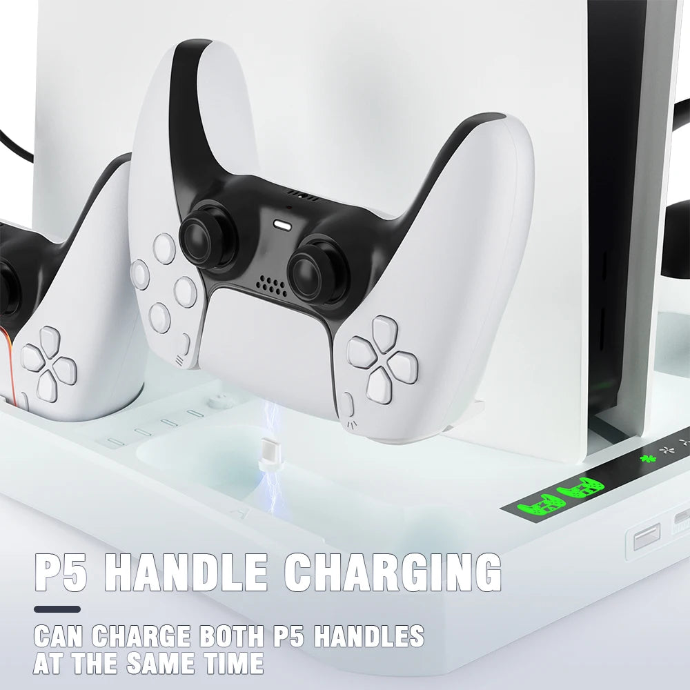 Ps5 Vertical Stand Vr Controller Charging Station 2 Cooling Fan 2 Headset Holder Base for Playstation 5 VR Console Accessories