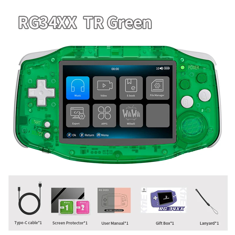 ANBERNIC RG34XX Retro Handheld Game Console 3.4” IPS Linux 64-bit 3500mAh Video Gaming Player Supports Streaming WIFI Bluetooth