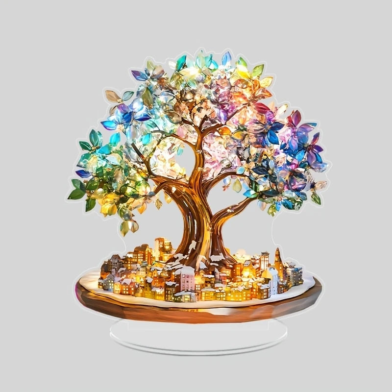 Acrylic 2D Transparent Plane Tree of Life Angel Warrior Figure Decor Office Desktop Decoration Birthday Graduation Ideal Gift