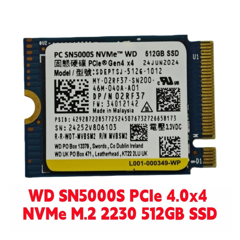 WD SN740 M.2 2230 1TB 2TB PCIe 4.0 NVMe SSD for Steam Deck Microsoft Surface ProX & SN5000S 2230 512GB & SN740 2242 256GB