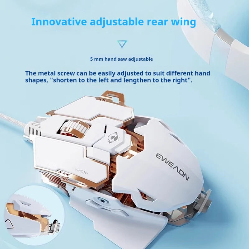 EWEADN G5 USB-Gaming-Maus mit Kabel, wahlweise stumm oder hörbar, Tasten, Makro-Funktionstasten, für Desktop, Laptop, Computer, Schule