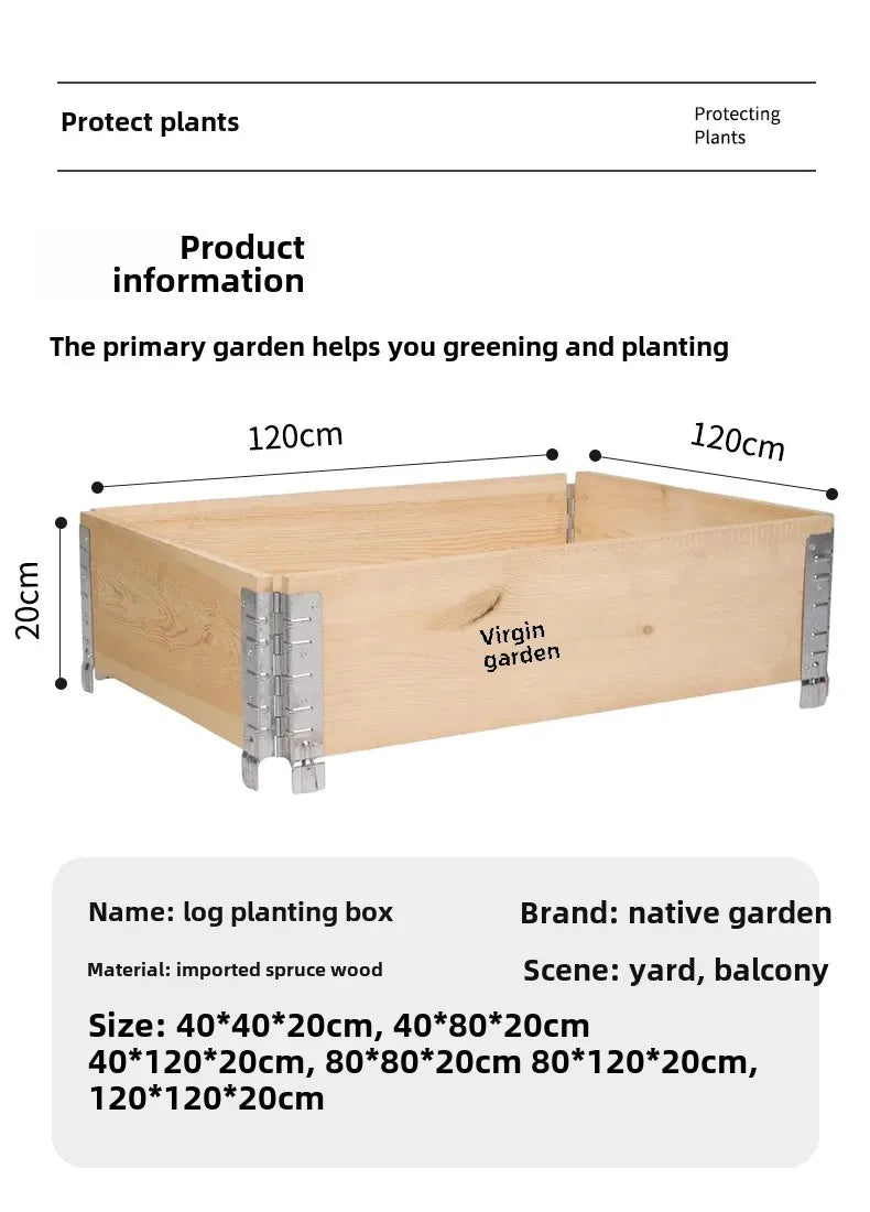 Garden Original Wooden Planting Boxes Framed Beds Vegetable Planting Planters Outdoor Patio Wooden Enclosures