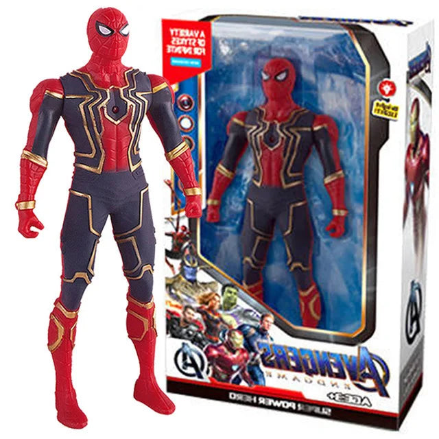 Avengers Spiderman Iron Man Hulk Captain America Collectible Superhero Action Figure Toy Luminous Hand Movable Kids Charm Gifts