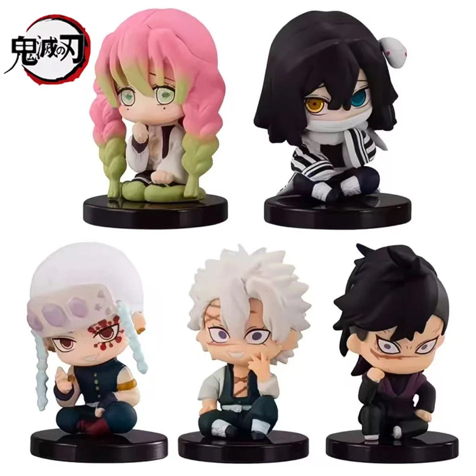 5 Style/Set Q Version Demon Slayer Sitting Ghost Doll Tanjiro Nidouzi Inosuke Zenizu Figure Action Figure Movie Model Toys Doll