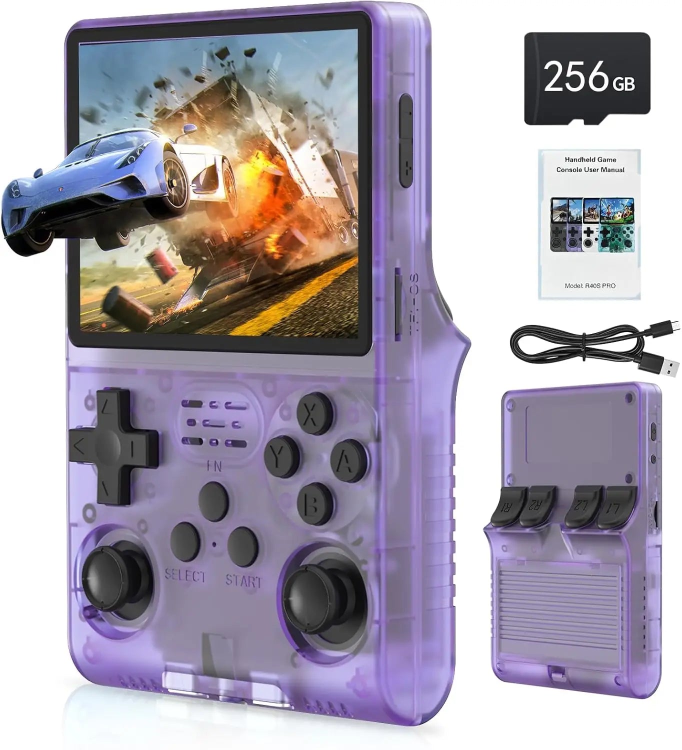  R40S Pro 30000 Games Retro Handheld Game Console 3.5 Inch IPS Screen Portable Pocket Video Player 256GB Games Kid Gift