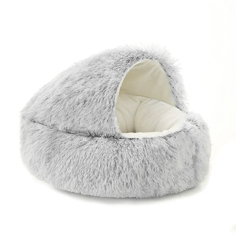 40/50/60cm Autumn and Winter Round Cat Bed Warm Soft Plush Shell Style Sleeping Nest for Small Medium Large DogCat Katzenzubehör