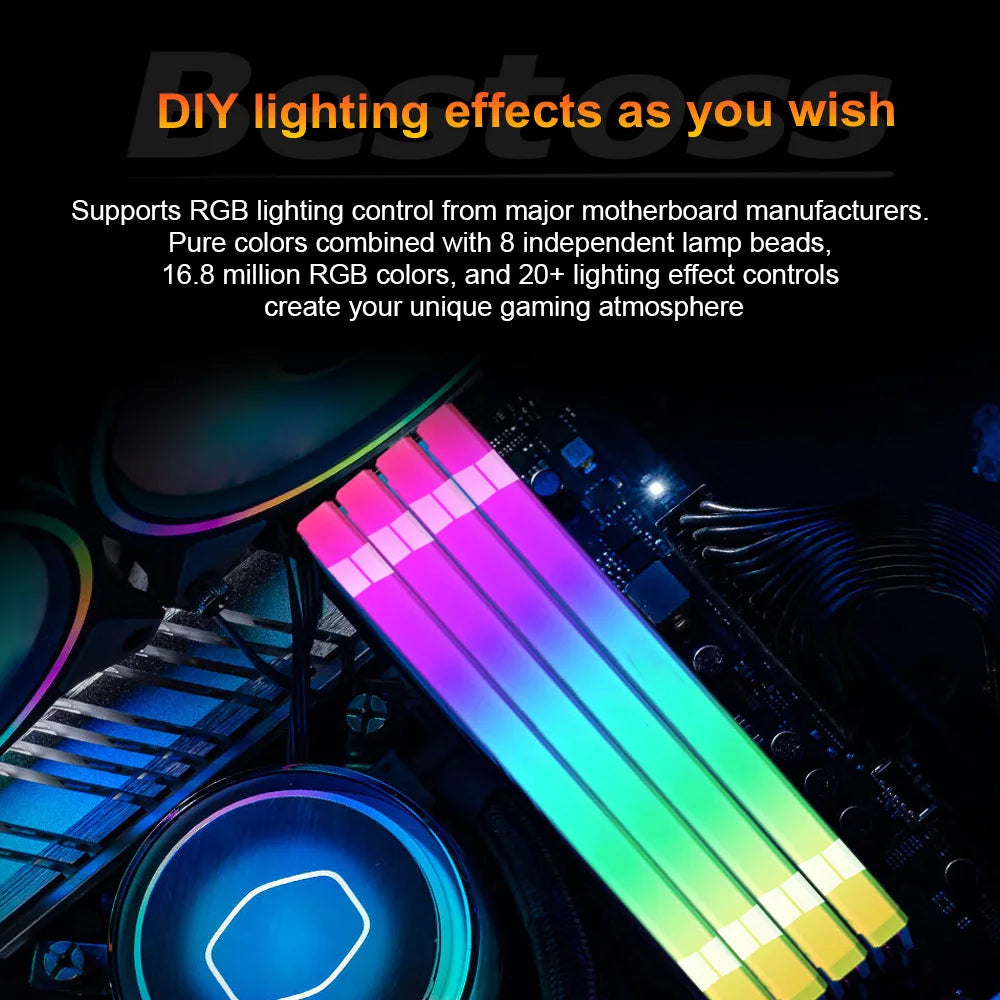 Bestoss Memory Ram ddr4 8GB16GB 32GB XMP 2.0 3200mhz 288pin 1.2V U-DIMM RGB Memoria for Diy Gaming Computer
