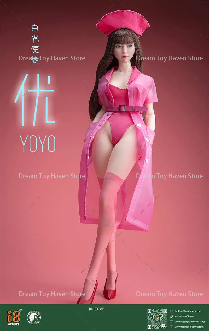 1/6 Scale Female Soldier YOYO Charming Crystal Clear Moveable Eyeball Head Sculpt Clothes Set Fit 12Inch Action Figure Body