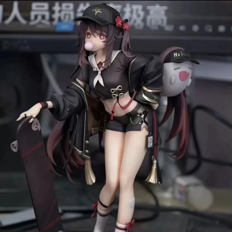 Hu Tao Genshin Impact Figurine Trendy Clothes Skateboarding Hu Tao Action Figures PVC Anime Collection Model Peripheral Toys