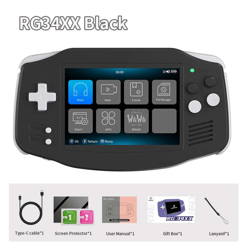 ANBERNIC RG34XX Retro Handheld Game Console 3.4” IPS Linux 64-bit 3500mAh Video Gaming Player Supports Streaming WIFI Bluetooth