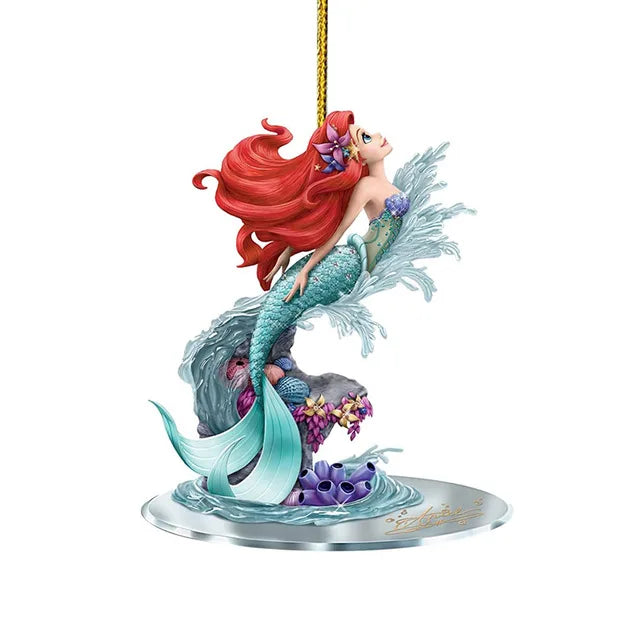 Disney Prinzessin Kawaii Schneewittchen Meerjungfrau Ariel Weihnachtsbaum Dekor Acryl Flugzeug Hängender Anhänger Spielzeug Kinder Überraschungsgeschenke