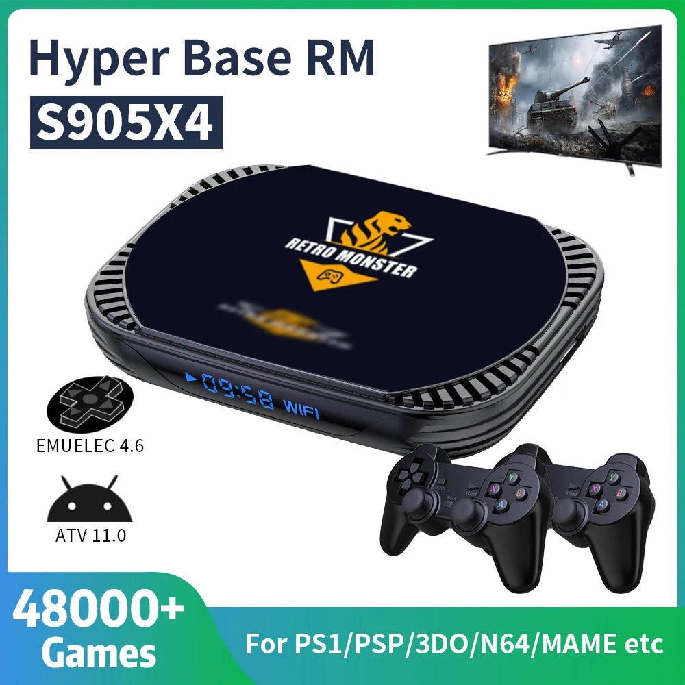 Retro Video Game Console 70+Emulators for PS1/PSP/N64/DC/SS/MAME with 48000+Games S905X4 4K HD Android 11 TV Gaming Box for Kids