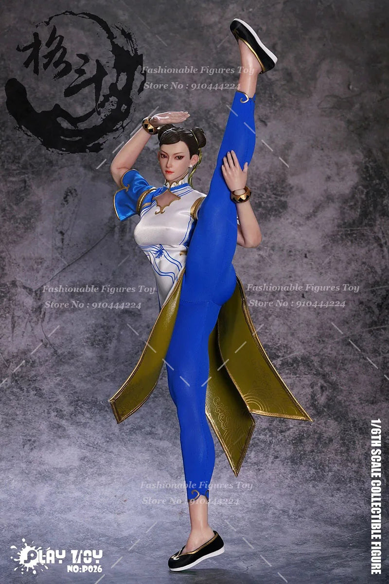 PLAY TOY 1/6 P026 1/6 Women Soldier Chun Li Kung Fu Warrior Fighter Elegance Cheongsam Version 12Inch Action Figure Model Dolls