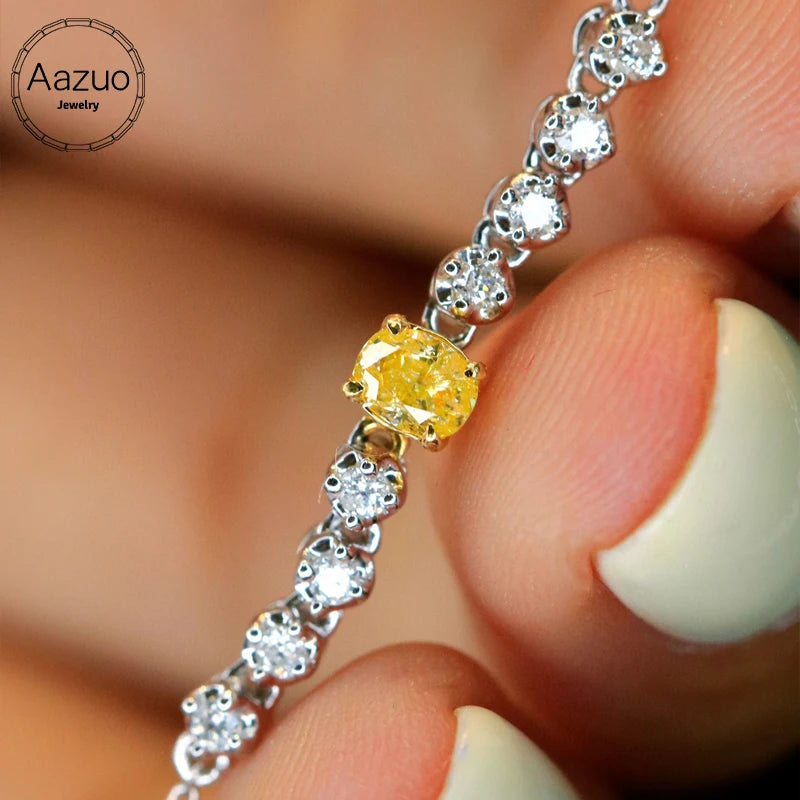 Aazuo Echt Gelb Weiß Diamanten 18K Gold Klassische Tennis Armband Gehobenen Trendy Senior Party Senior Anpassen Edlen Schmuck