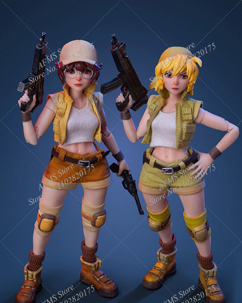Tunshi Studio 1/12 Scale Metal Slug 3 Beautiful Sisters Fio Eri Full Set Fit 6inch Soldier Action Figure Collectible Toy