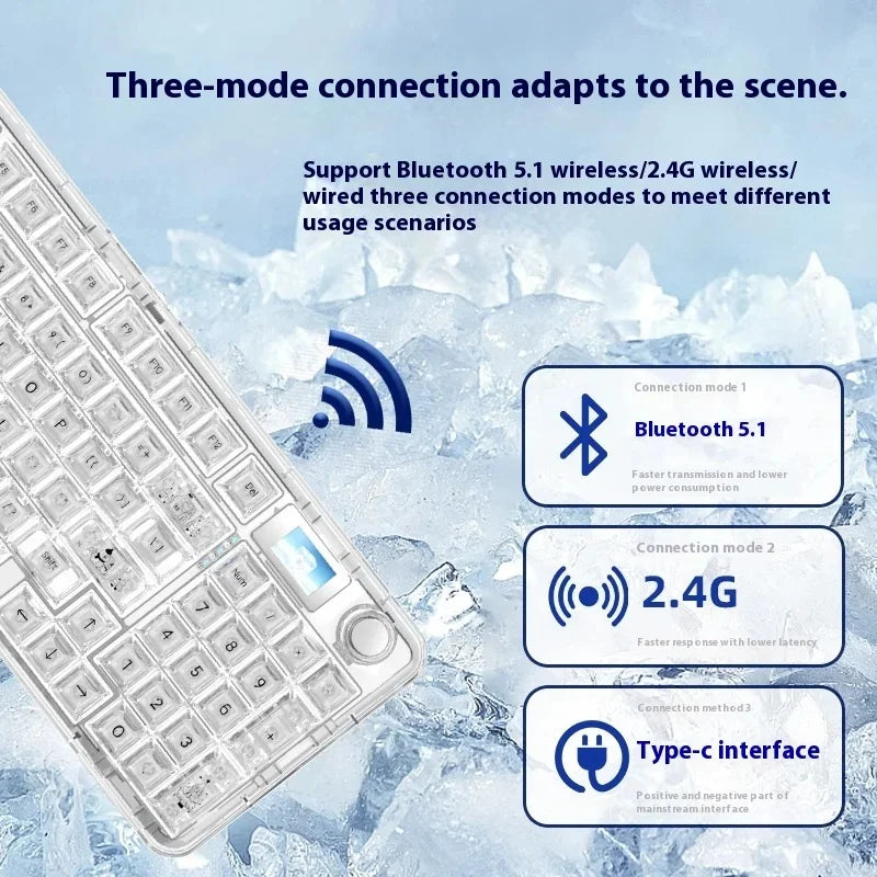 AULA F-NB98 Mechanische Tastatur 3-Modus Multifunktionsknopf Benutzerdefinierter Bildschirm Gaming-Tastatur RGB-Hintergrundbeleuchtung Hot Swap PC Gamer Geschenke