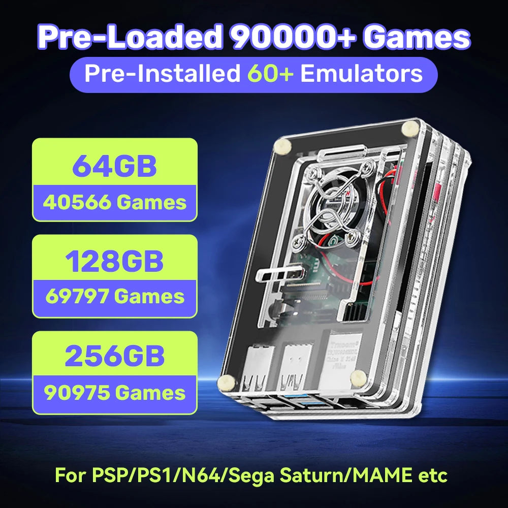 Raspberry Pi 4 Model B Retro Game Consoles Batocera OS Built-in 90000+ Games Handheld Video Gaming HDD For N64/PS1/PSP/MAME/SNES