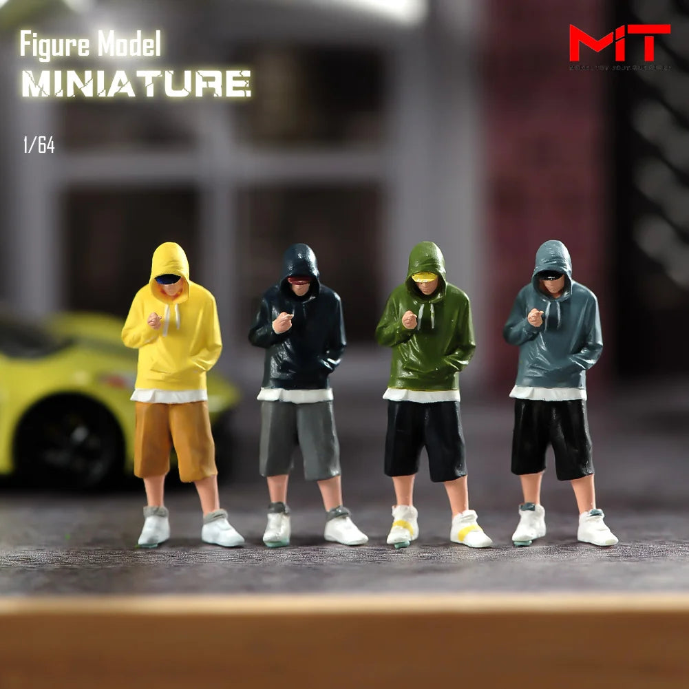 Handgefertigte Miniaturen im Maßstab 1:24, 1:43, 1:64, 1:87: Bemaltes kniendes Mädchen, Junge in Freizeitkleidung, DIY-Kreativ-Szenen-Requisiten, Figuren, Modellfigur