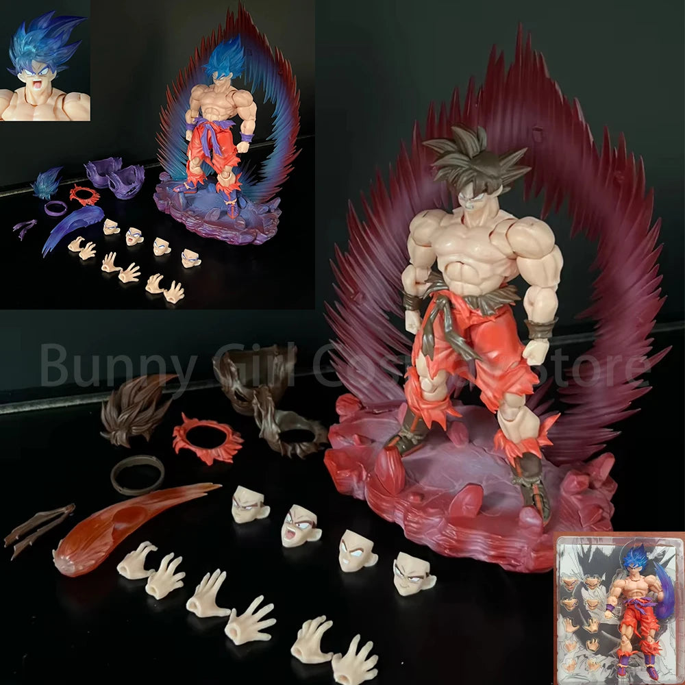 In Stock E&C Studio 1/12 Dragon Ball Z Shf Super Saiyan God Super Saiyan Son Goku Figure Kaio-Ken Anime Action Figures Toys Gift