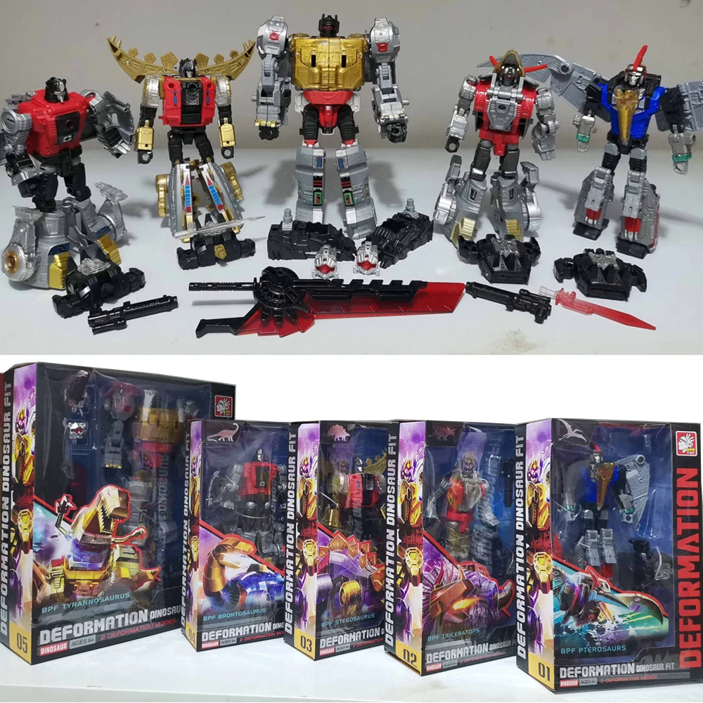 BPF Dinosaur 5IN1 Transformation Toy G1 Dinoking Combination Robot Volcanicus Grimlock Swoop Sludge Slag Snarl Action Figure