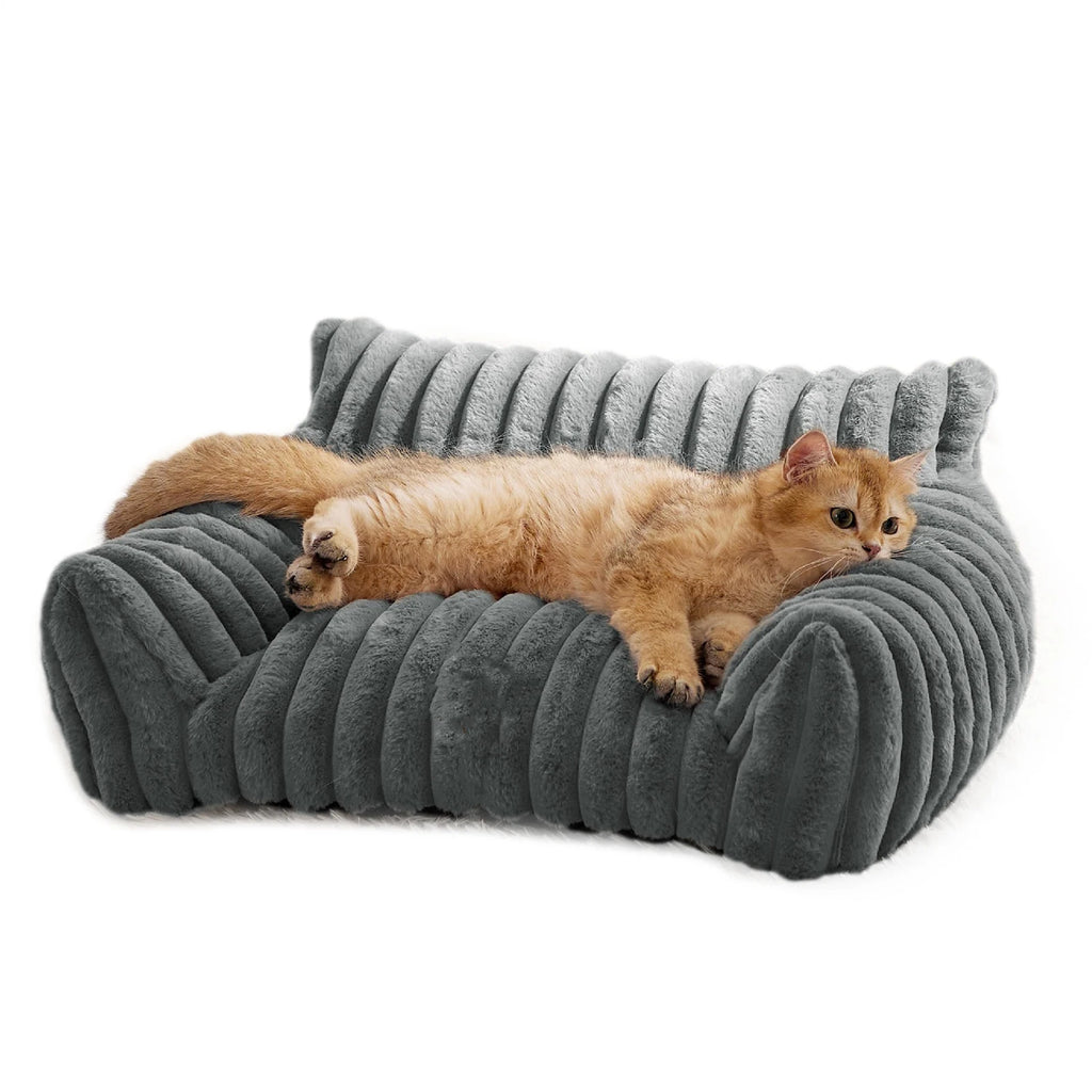 Cat Couch Bed Cute Pet Bed for Small Medium Large Cats Dogs Fluffy Sofa Bed for Pet Indoor with Non-Slip Bottom & Washable Cover