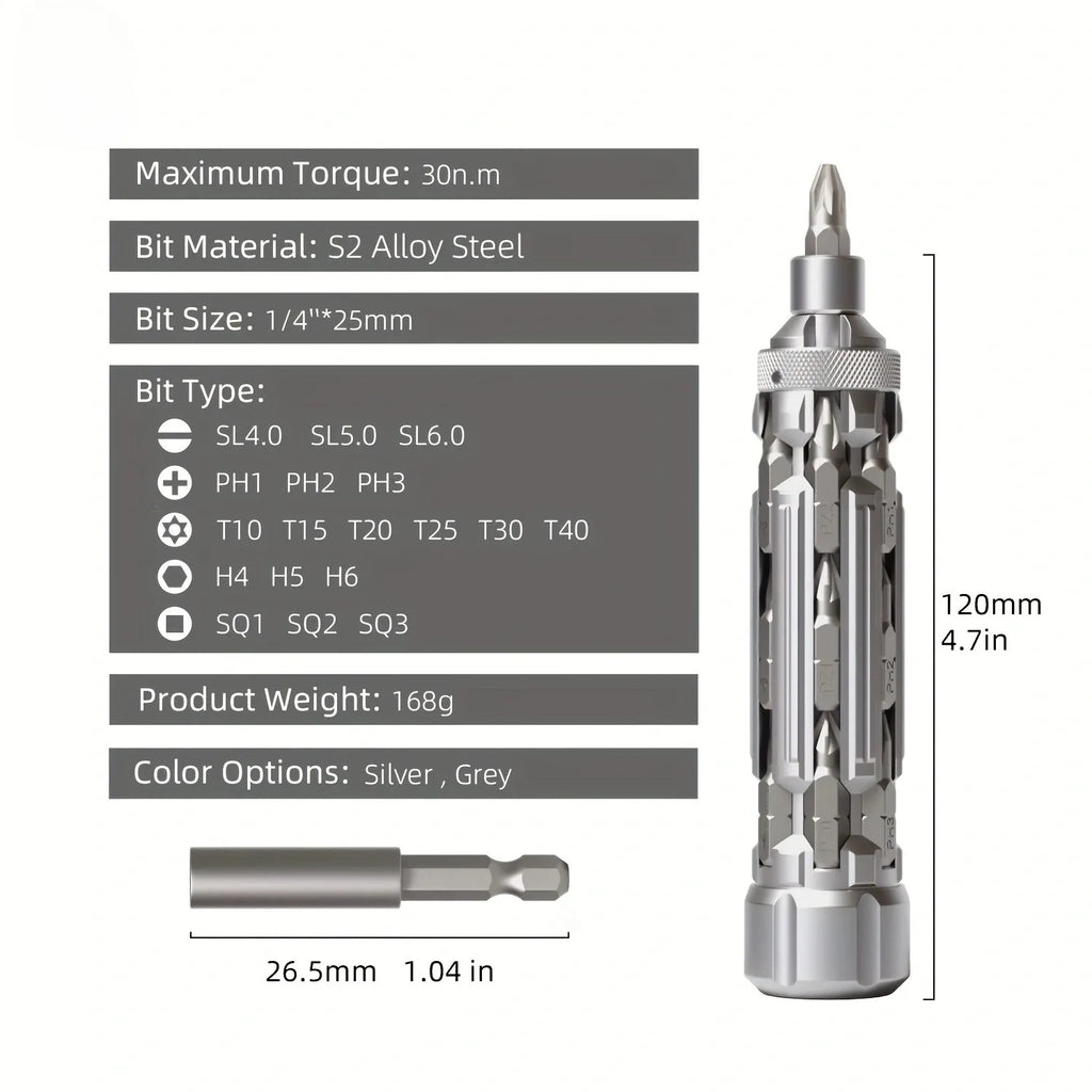 VMAN S1 EDC Multi-Function Screwdriver Set with Magnetic Torx Phillips Hex Drill Bit Portable Repair Tool for Outdoor Home