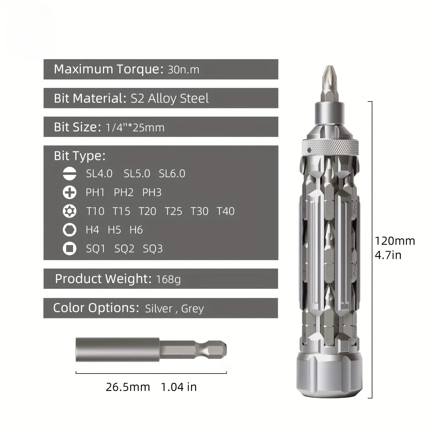 VMAN S1 EDC Multi-Function Screwdriver Set with Magnetic Torx Phillips Hex Drill Bit Portable Repair Tool for Outdoor Home