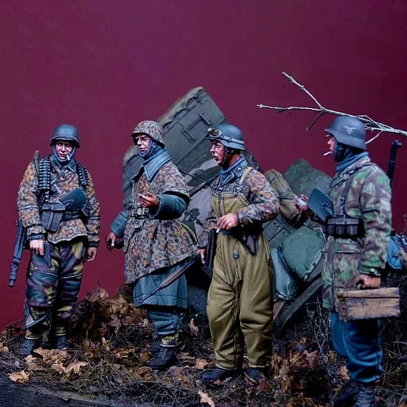 1/35 Resin-Soldatenmodellset aus dem 2. Weltkrieg – Hansen Battle Group, 4 Figuren, Militärthema, unmontiert und unbemalt