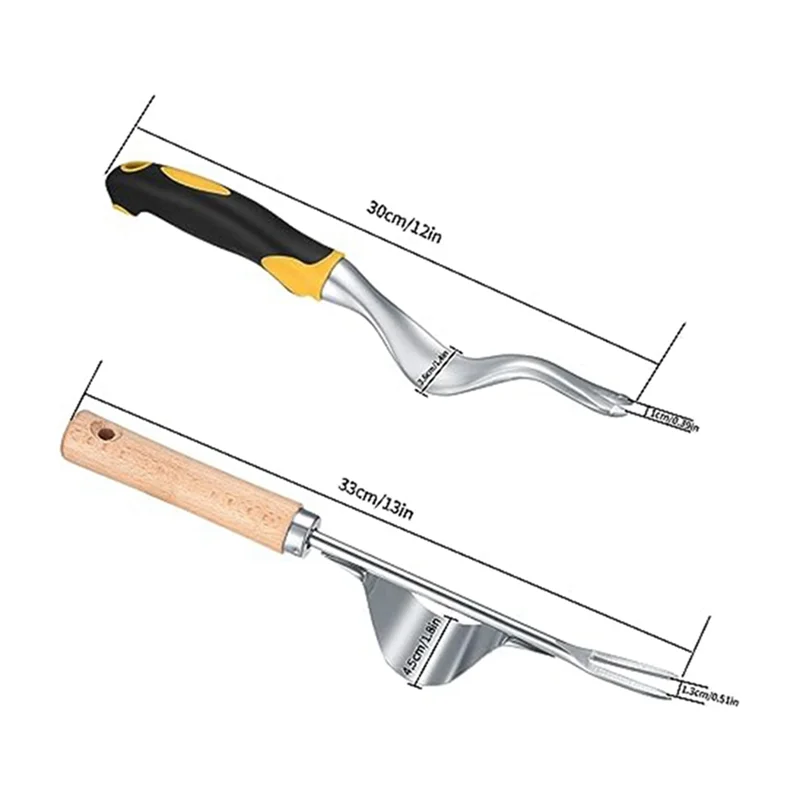 Set mit 2 Handwerkzeugen zum Unkrautstechen, zum Entfernen von Unkrautwurzeln im Garten, Hof, Rasen und auf dem Bauernhof, einfach zu verwenden