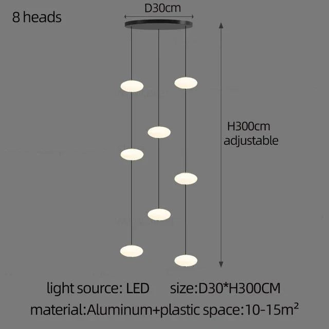 Modern Led staircase chandelier living room hanging light designer Villa duplex building  oval string attic pendant lighting