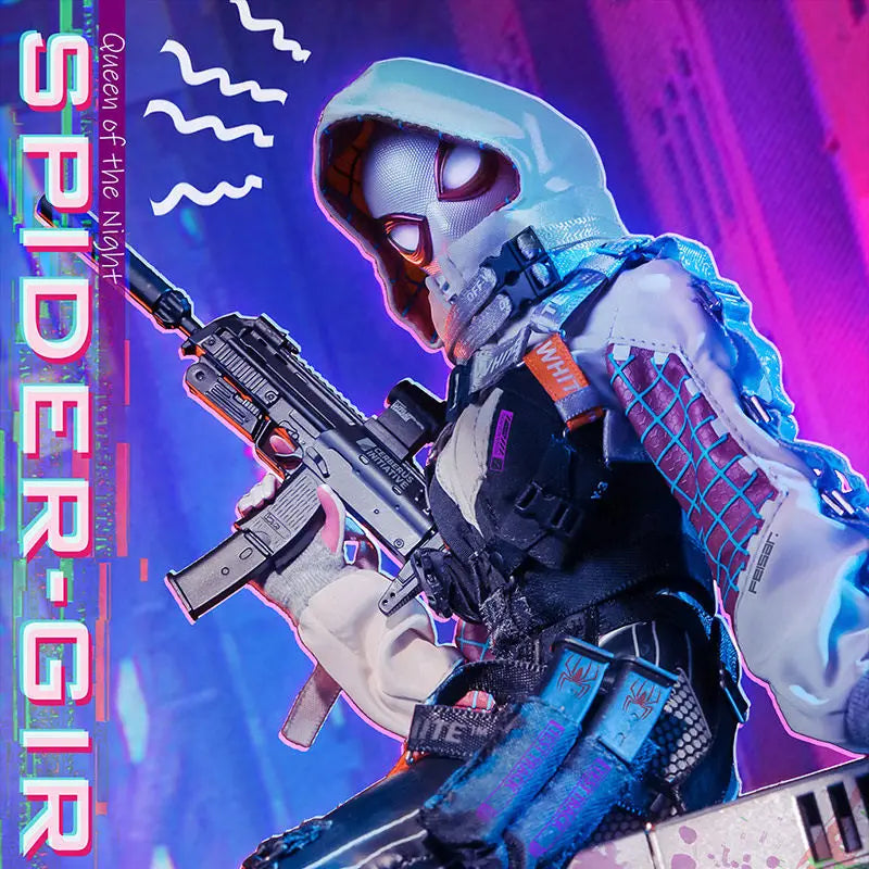 Marve 1/6 Scale Marvel Cyberpunk Spider - Gwen Action Figure Interchangeable Eyes Collectible Model ELE9002