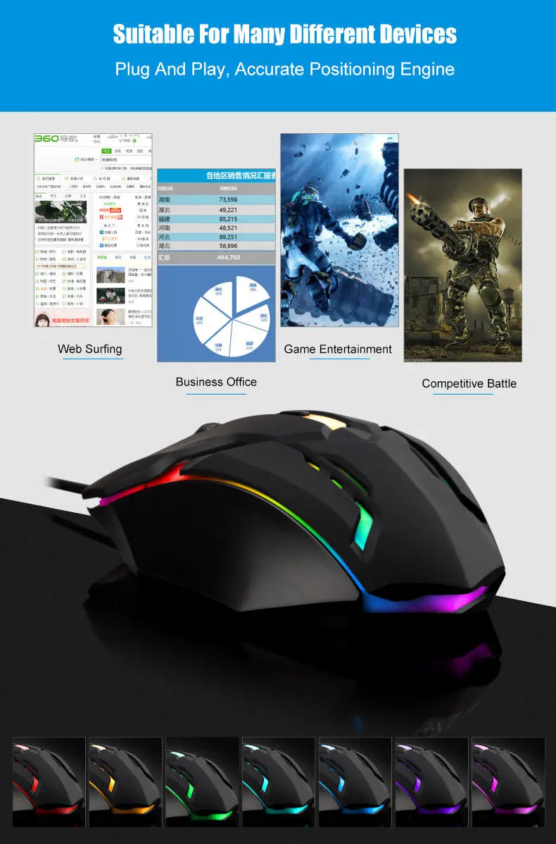 Ergonomisches Design Gaming Maus Desktop-Computer Laptop USB Backlit Maus Hersteller Heißer Verkauf 