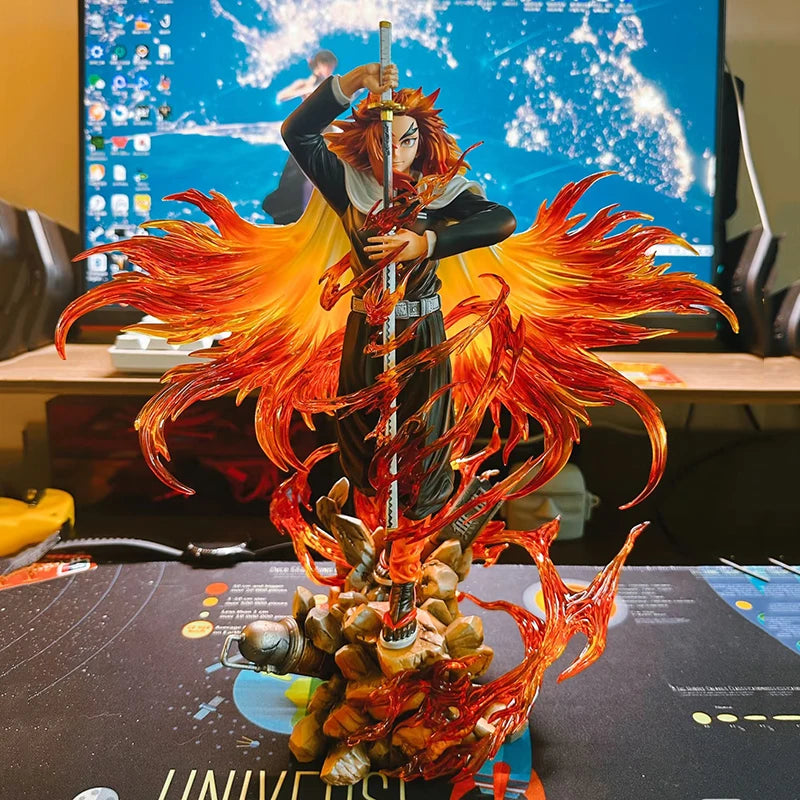 30cm Anime Demon Slayer Figure Rengoku Kyoujurou Figurine Flame Hashira Model PVC Desktop Statue Collection Birthday Toys Gifts
