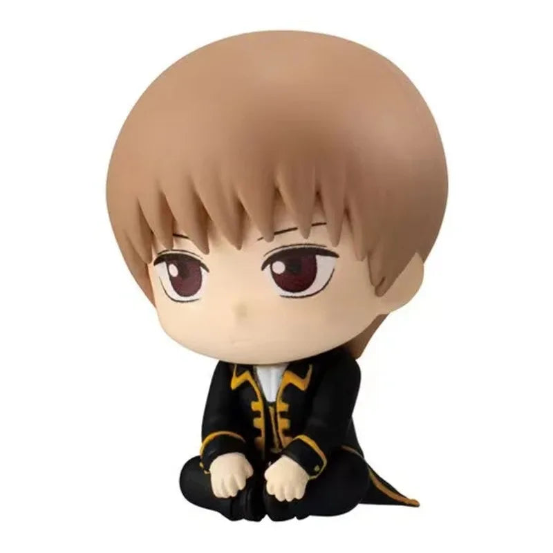 In Stock BANDAI Gintama Action Figures Model Sakata Gintoki Hijikata Toushirou Okita Sougo Gashapon Sitting Series02 Original