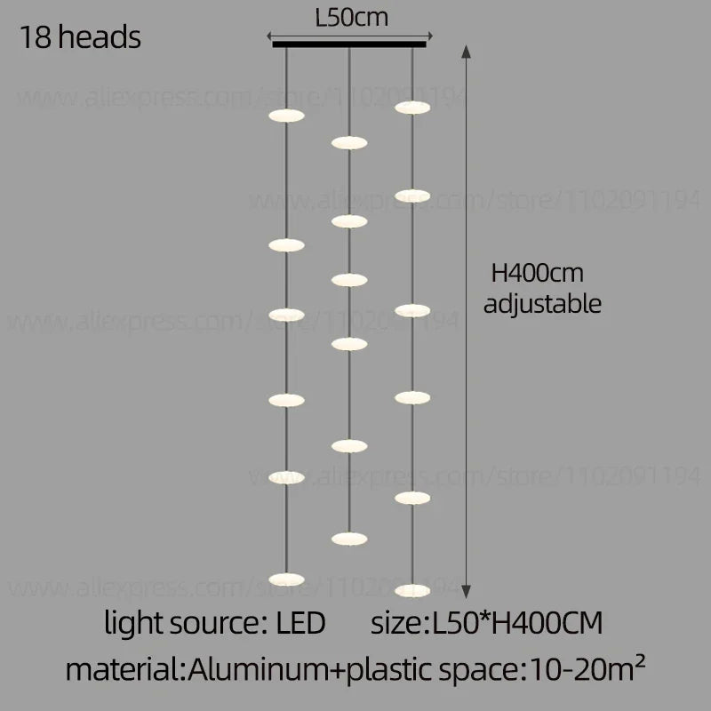 Modern Led staircase chandelier living room hanging light designer Villa duplex building  oval string attic pendant lighting