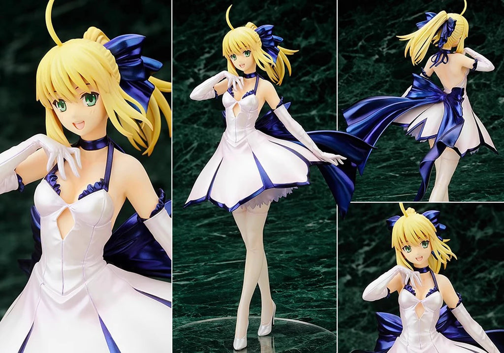 24CM Anime Fate/Stay Night Unlimited Blade Works Altria Pendragon Saber Figure Type Wedding Dress Ver  1/7 Model Toy Doll Figure