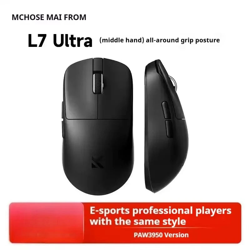 Геймърска мишка MCHOSE L7 Ultra 8K PAW3395, преносима и лека, презареждаща се, 2.4G безжична, BT, трирежимна, персонализирани подаръци за компютър.