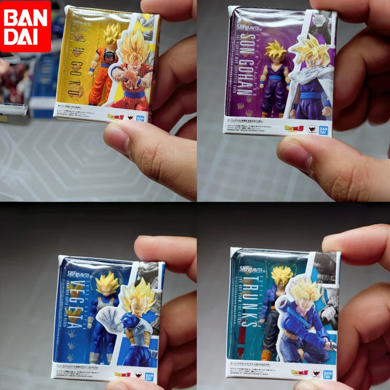 HBandai Genuine Dragon Ball SHF Mini Gashapon 5cm Set Goku/Vegeta/Trunks Anime Figures Desktop  Collectible Toys Boy Gifts